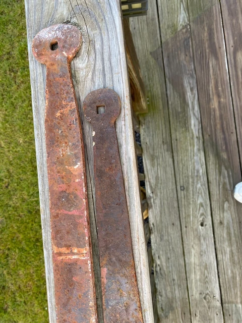 2 Cast Iron Barn Strap Hinges 46.5 50.5" Gate wrought Architectural Salvage 10