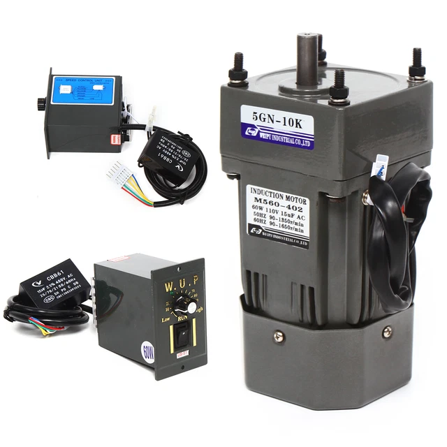 60W AC Gear Motor Electric Motor Variable Reducer Speed Controller 1:10(10K)