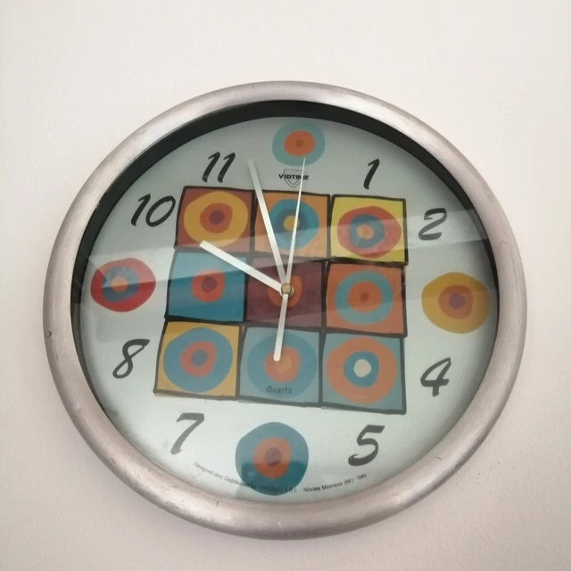 orologio parete vintage in metallo VIRTIME  metal dial light blue wall clock