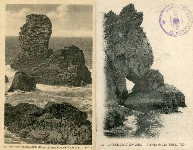 BELLE ILE ISLE EN MER LOT de 2 cartes dont cachet