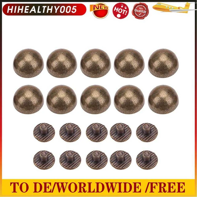 10 piezas/juego de remaches de cuero artesanía de tornillo inoxidable cúpula decoración