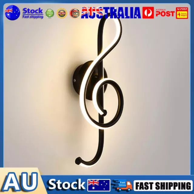 LED Musical Note Wall Lamp Bedside Spiral Night Light (Warm Light)(Black)