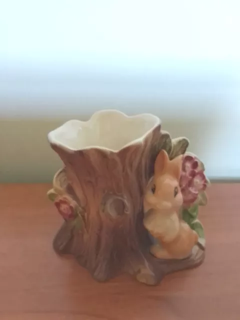 Hornsea Pottery Rabbit Tree Stump Posy Vase Royal Fauna No 20