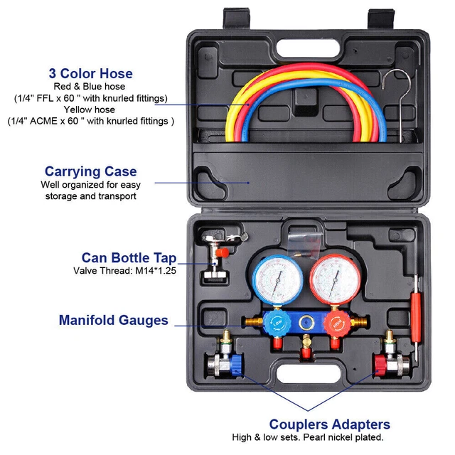 DIAGNOSTIC MANIFOLD GAUGE Kits Air Conditioning Gauge A/C HVAC