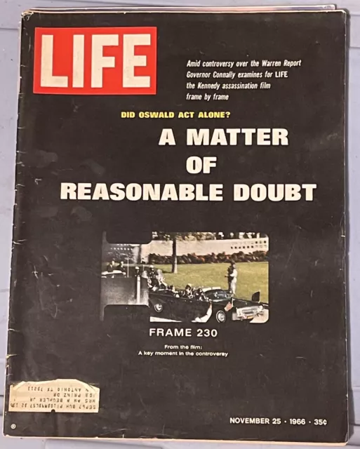 Life Magazine November 25 1966 A Matter of Reasonable Doubt JFK Assassination
