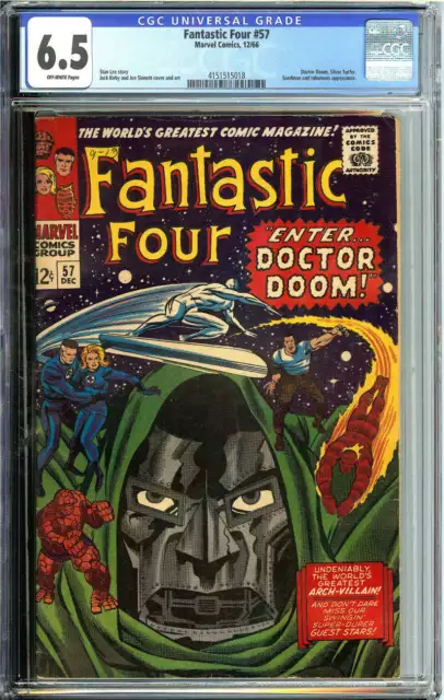 Fantastic Four #57 Cgc 6.5 Ow Pages //Doctor Doom Cover Marvel 1966