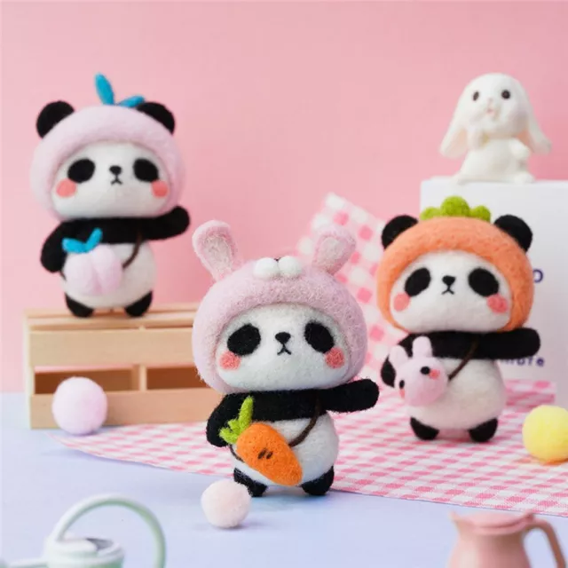 Package Panda Wool Felt Kit Wool Felting Package Toy Doll Doll Keychain