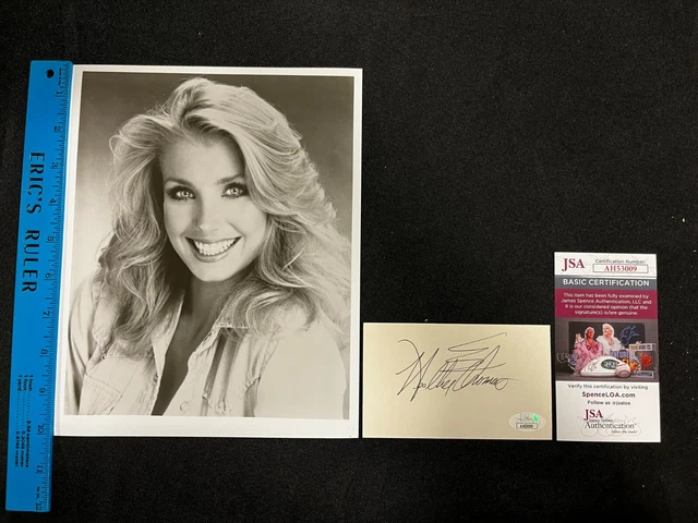 Heather Thomas actress hand signed auto 3x5 Index Card W/ Photo JSA COA AA 12323