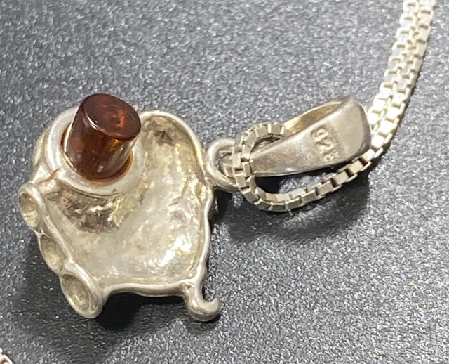 925 Anhänger Elefant Tragen Bernstein Holz Anhänger 18 1/4 Zoll Sterling Kette Halskette