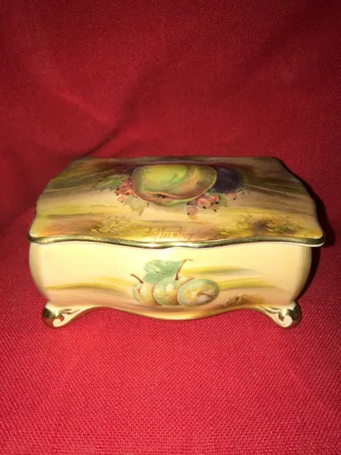 c1930 Royal Winton Grimwades handpainted lidded box "Fruit" pattern