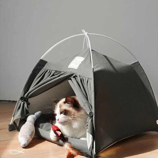Cat House Folding Simple Design Summer Tent Dog House Bed Cotton Flax