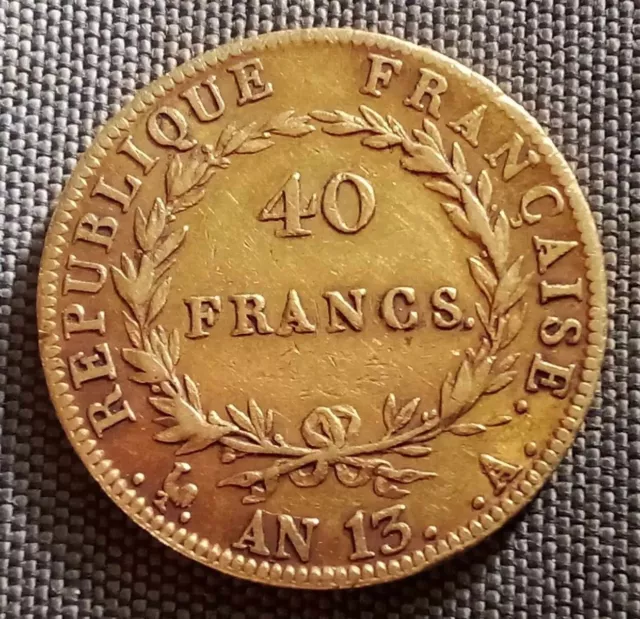 Pièce - 40 Francs OR Napoléon Empereur - AN13 A (Paris) - rarissime - Flan Bruni