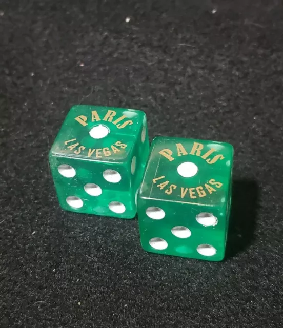 Paris Hotel Casino Las Vegas Dice Pair Nevada Souvenir Gamble Green Translucent