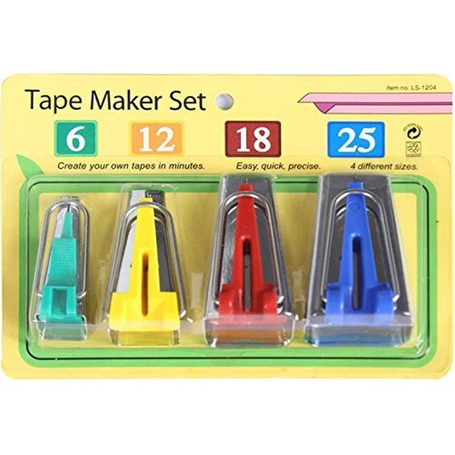 Set Of 4 Size Fabric Bias Tape Maker Tools 6Mm 12Mm 18Mm 25Mm Fabric Sewing Qu