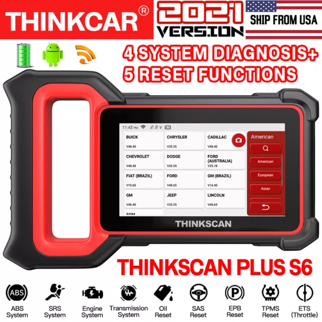 Thinkscan Plus S6 OBD2 Scanner Code Reader Engine ABS SAS Diagnostic TPMS IMMO