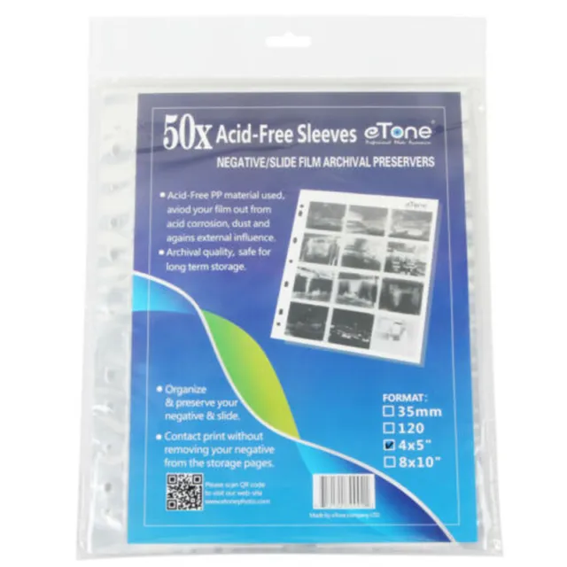 Nueva bolsa 50x libre de ácido 4x5 película álbum de fotos hojas de almacenamiento páginas negativo de archivo