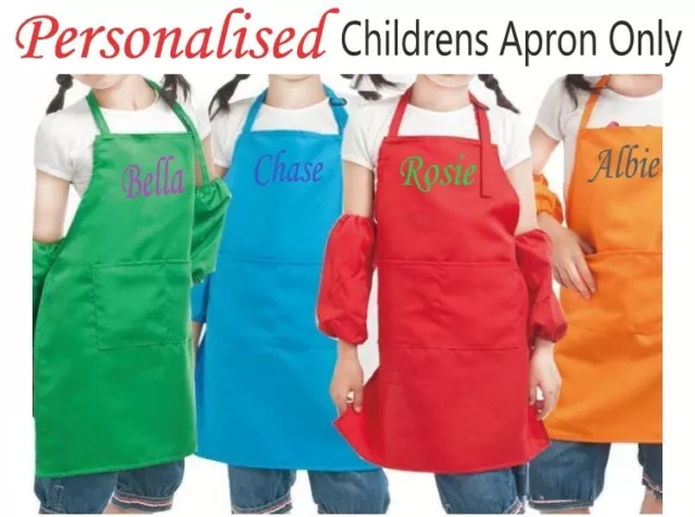 Personalised Children's Embroidered Apron with POCKET Cooking Baking custom GIFT