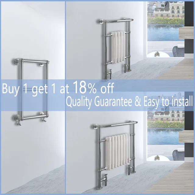 Bathroom Victorian Heated Towel Rail Traditional Column Radiator White & Chrome