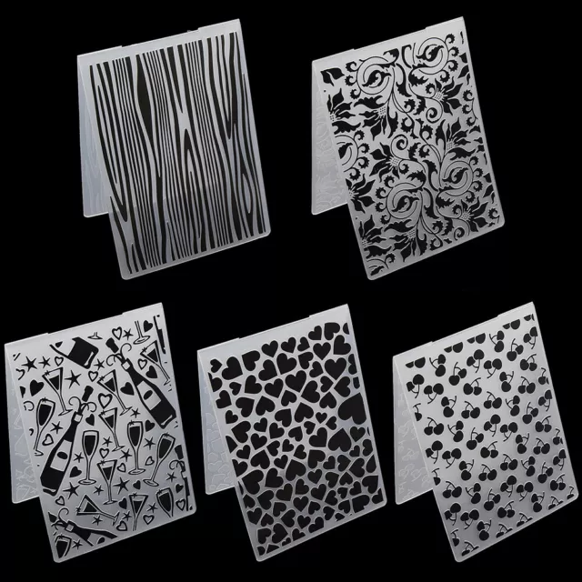 5PC Cherry Plastic Embossing Folders Stencils Scrapbooking Craft Template Folder