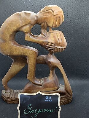 Vintage Kiss African Art Couple Hand Carved Wood Wall Art