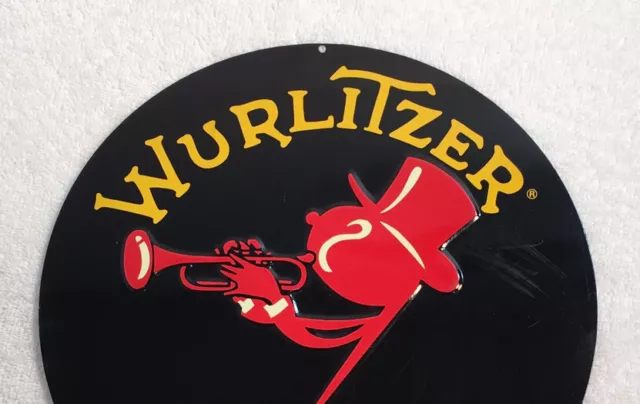 Wurlitzer Phonograph Music Reproduction Metal Sign,  10 Inch Diameter 2