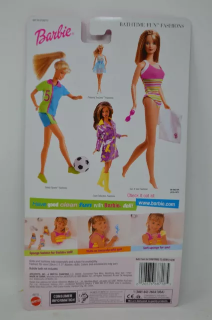 Mattel 68718 Barbie 1999 Bath time Fun Fashion Ready For Tub Play Multicolor NIB 2