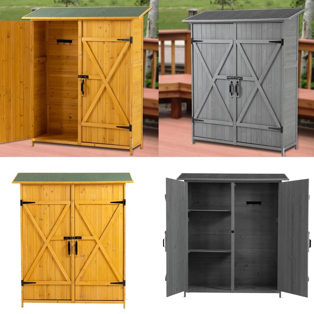 OUTDOOR WOODEN STORAGE Garden Tool Shed Lockable Door