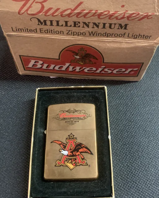 Zippo 1999 Budweiser Millennium Limited Edition Brass  In Box K22