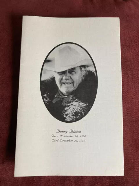 Binion's Casino Bennie Binion Horseshoe Casino Funeral Program Way Cool Item