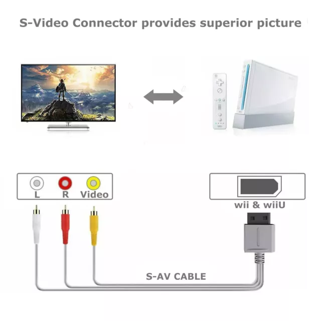 Audio Video AV Composite 3 RCA Cable for Nintendo Wii NEW US SELLER 2