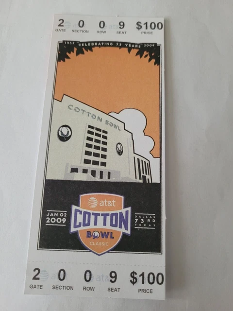 2009 Cotton Bowl Replica Ticket Stub  Ole Miss Rebels vs Texas Tech Red Raiders