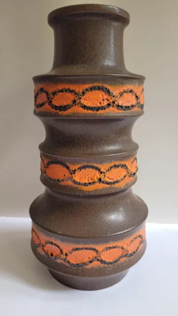 Retro Mid Century SCHEURICH TALL VASE 267-38 W.Germany Orange Braun