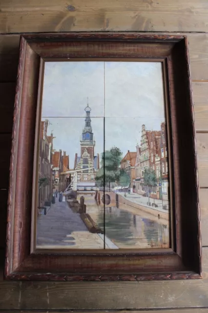 Antique Johannes Christiaan Karel Klinkenberg Framed Porcelain Tile Dutch Art