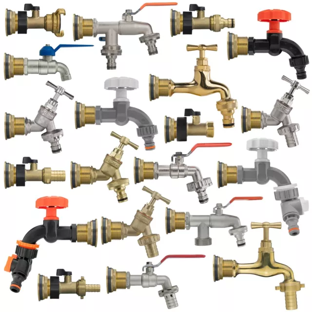 3/4" Brass Water Butt Adaptor Kits, Spare Taps Valves Barb Quick Connect Outlets