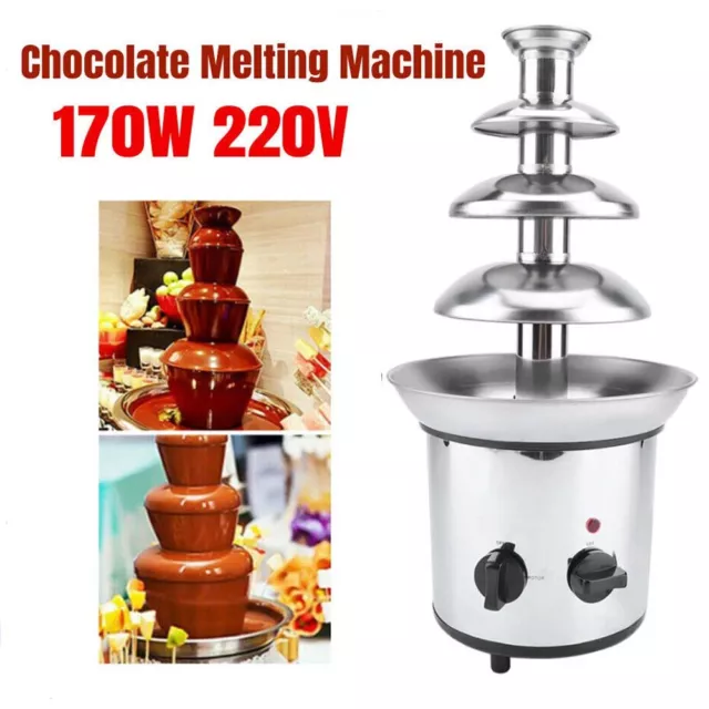 4 Tiers Chocolate Fountain Melting with Heating Fondue Waterfall Pots Machine AU