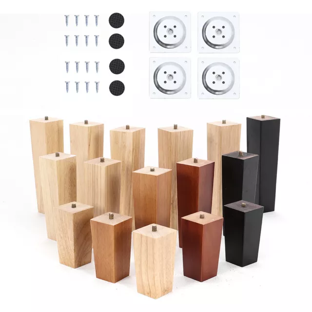 10/16/20cm Square Wood Furniture Legs Bench Stool Chair 4 Piece Level Stand Feet