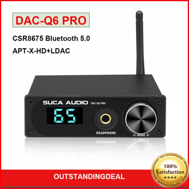 SUCA AUDIO DAC-Q6 PRO Hifi Headphone Amp Bluetooth 5.0 DAC Preamplifier Black