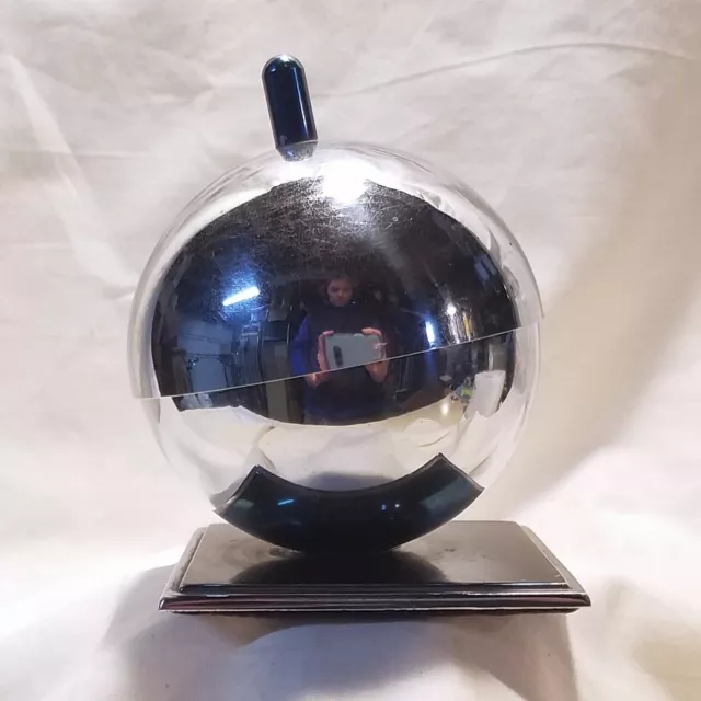 Vintage 1930s Chase Art Deco Chrome Globe Sphere Ashtray; Walter Von Nessen; MCM