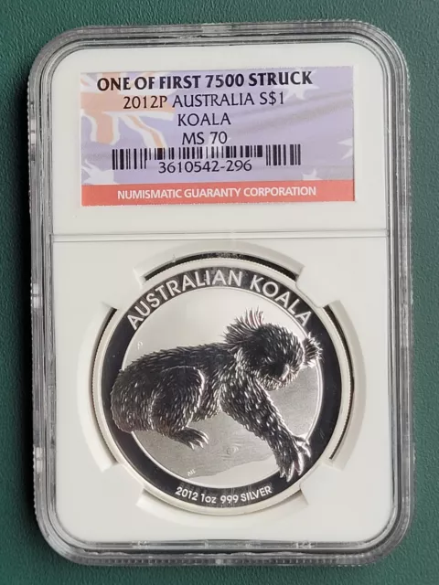 2012 Australia Coin Koala 1 oz 999 Silver NGC MS 70 One of First 7,500 Struck !