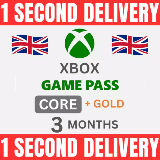 3 Months - Game Pass Core - Xbox Live Gold Membership Subscription (Single Code)