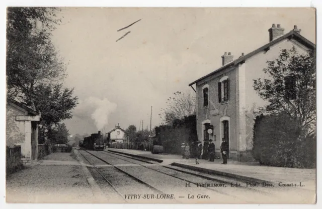 71 @ Old Postcard Of Vitry Sur Loire - La Gare @ Animee Cpa