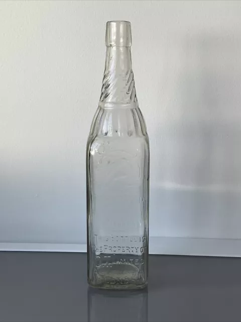 Vintage OT AUSTRALIA & LONDON Hot Chilli Square Punch Cordial Glass Bottle 1929