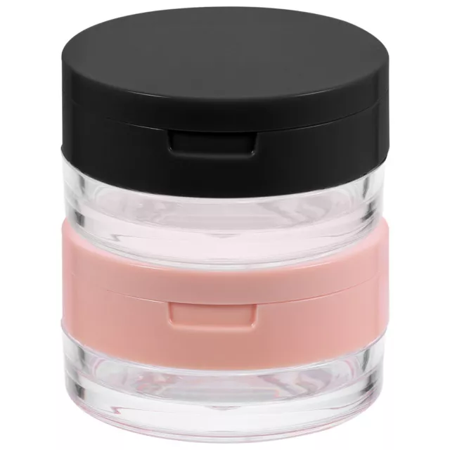 2 Pcs Portable Powder Box Plastic Travel Cosmetic Jar Makeup Puff Bottle