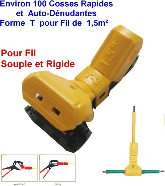 Fil de 1,5mm²,100 COSSES Borne Connexion Auto Dénudant,Connecteur,Connectors JOW