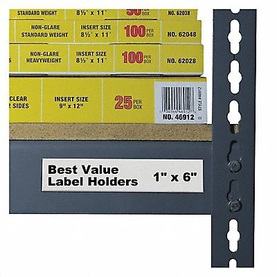 C-Line Label Holder: Slide In Label Holder, 6 in Wd, 1 in Lg, Plastic, 50 PK