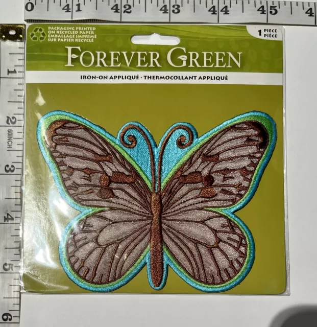 Forever Green Butterfly Embroidered Patch Iron-On Applique