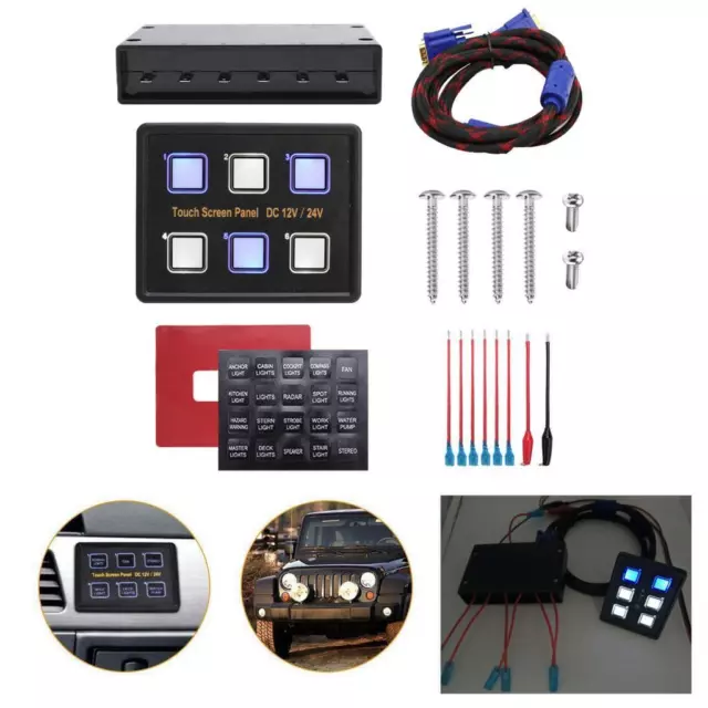 12V/24V 6 Gang Blau LED Kapazitiven Gefühl Touch Control Panel Box für Auto