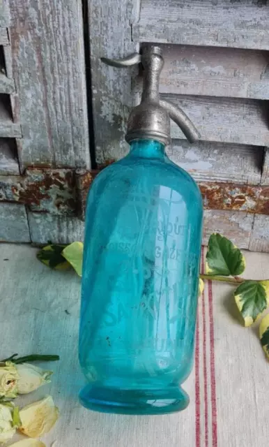 Ancien Siphon Eau De Seltz Bleu 1930 2