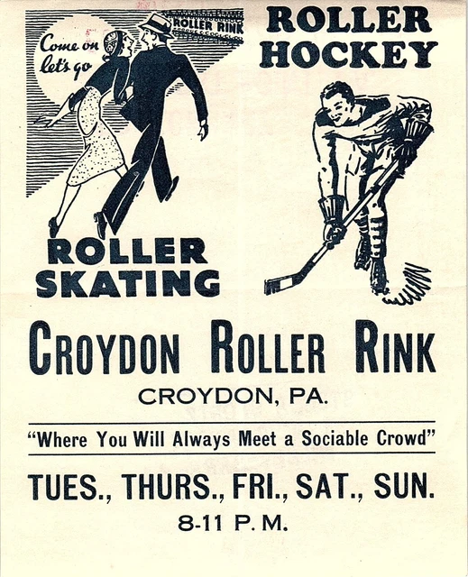 VINTAGE ROLLER SKATING Rink Sticker Decal Label Croydon PA s21 24.50