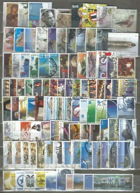 Greece Huge Lot Of 100 Different Euro Stamps Used Look